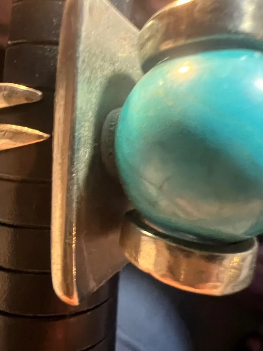 Turquoise Sphere Silver Statement Ring - Picture 9 of 11